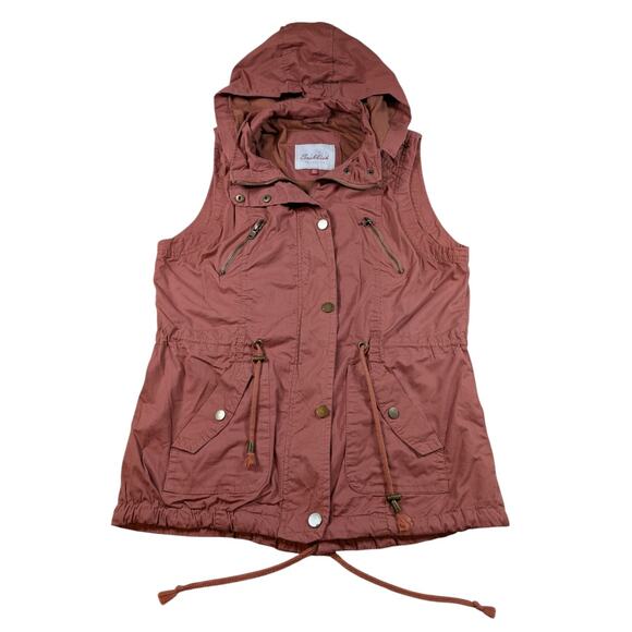 Snobbish Woman Hooded Vest Size M. Salmon Zipper Front Snaps. Pockets - Picture 1 of 4